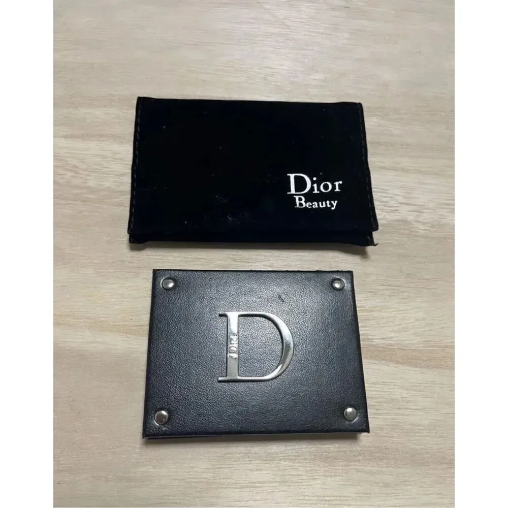 Dior Beauty Small Compact Travel Mirror Black Silver Logo Luxury Pocket Mini